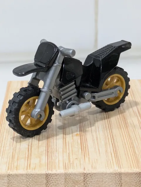 LEGO Black Motorcycle Dirt Bike w/ Black Chassis & Pearl Gold Wheels 50860c03