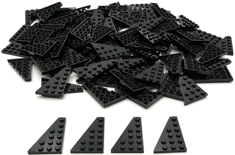 Lego 100 New Black Wedge Plates 6 x 4 Stud Left Parts