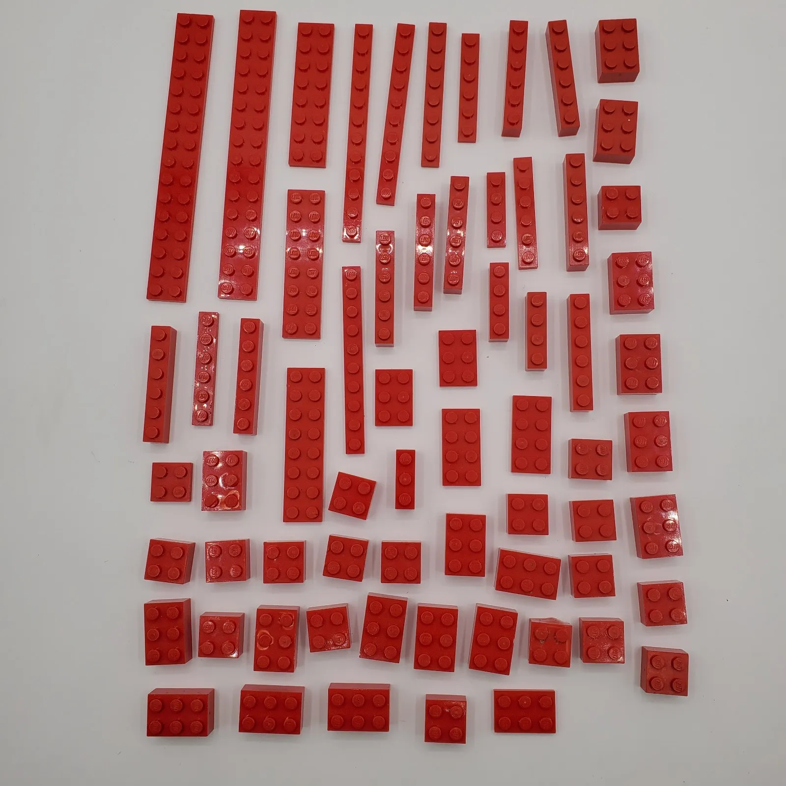 LEGO Red Bricks Parts Lot of (82) pcs Bulk 2x4 2x2 Basic Building Blocks
