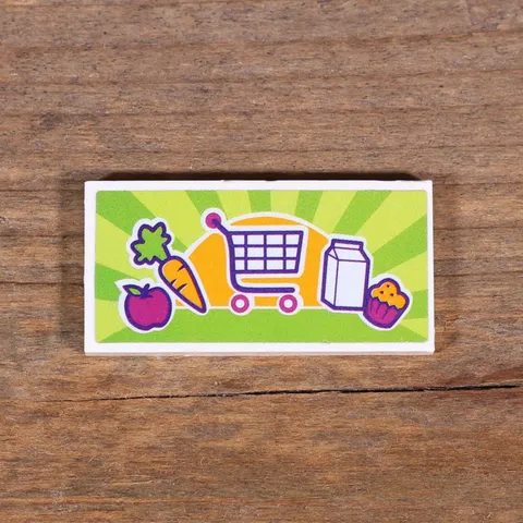 LEGO Friends White Tile 2x4 Shopping Cart Market Sticker Pattern 87079pb0322