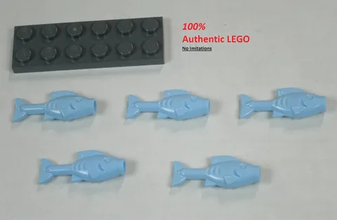 LEGO NEW Bright Light Blue Fish (5x) 6195347 Brick 64648
