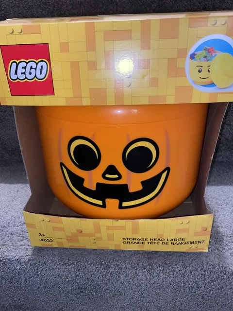 LEGO Storage Head LARGE Size Pumpkin Container. Halloween 