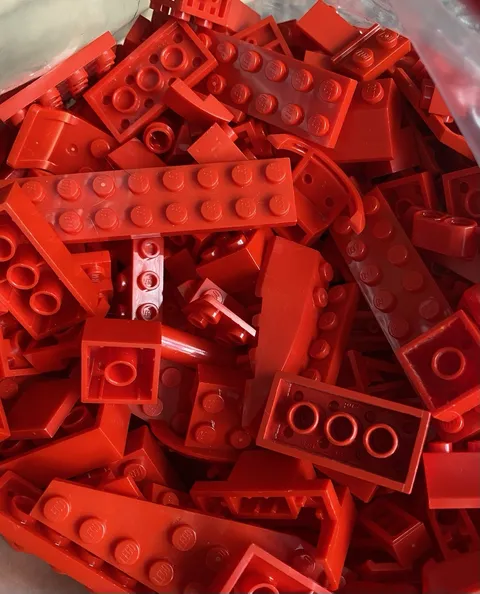 Red Lego Mixed Lot Bricks 1 Lb. 14 Oz. Sorted