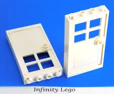 4 LEGO White Window Frame 1x4x6 w  Yellow 4 Panes Door & Handle 60623 60596