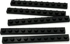 Lego 5 New Black Plates 1 x 10 Parts