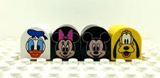 Lego Duplo Item 2x2 Domed Printed Bricks (4) Mickey Minnie Goofy Donald