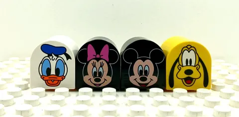 Lego Duplo Item 2x2 Domed Printed Bricks (4) Mickey Minnie Goofy Donald