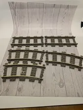 Lego Dark Gray Train Track 9V Curve  And Straight Lot Of 5