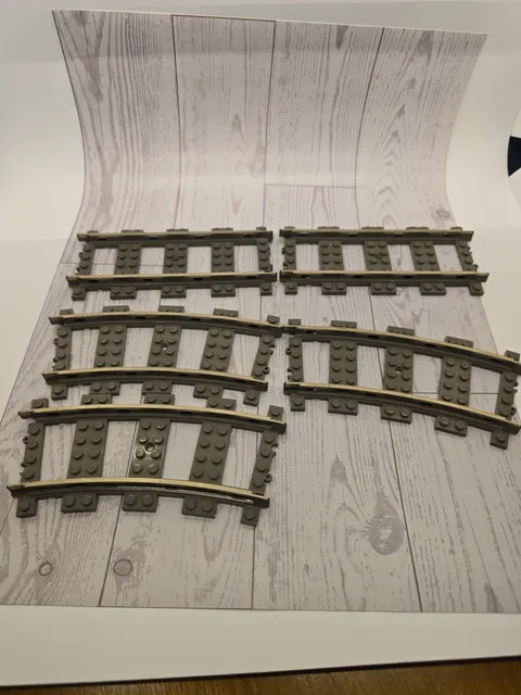 Lego Dark Gray Train Track 9V Curve  And Straight Lot Of 5