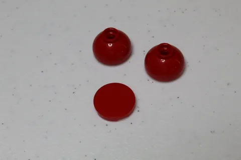 (2) LEGO 2x2 Round Dome Inverted Part 15395 and (1) 14769 - Red