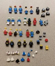 Large lot Vintage LEGO Minifigure Classic City Town police airport racer parts