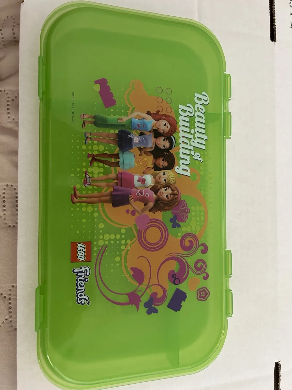 LEGO Minifigure & Accessory Clutch Green Storage Box 2 Compartments Plastic 2013