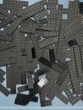 LEGO BULK LOT 200 BLACK FLAT SPECIALTY PLATES 2X3 2X4 2X6 2X8 2X10 2X12 2X16
