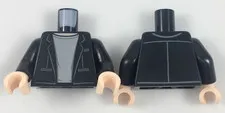 LEGO Black Torso Jacket over Light Bluish Gray T-Shirt with Light Nougat Neck Pa