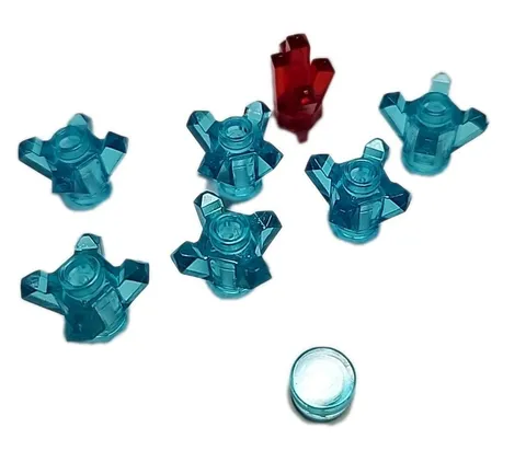 LEGO Lot of 6 Trans BLUE CLEAR GEM Miniature 1 CRYSTAL Jewel Red 5 Pt Chima