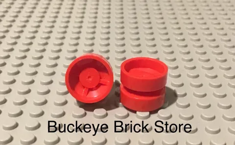 LEGO Pair Red Wheel 18mm x 14mm Part 30285 4406 4611