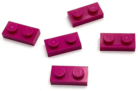 Lego 5 New Magenta Plates 1 x 2 Stud Parts