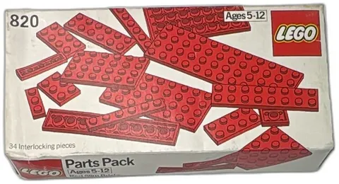 Vintage 1980 LEGO 820 Parts Pack Red Slim Bricks 34 Pieces Sealed Box