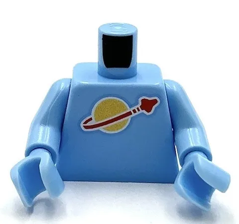 Lego New Minifig Bright Light Blue Torso w/ Classic Space Logo High on Torso