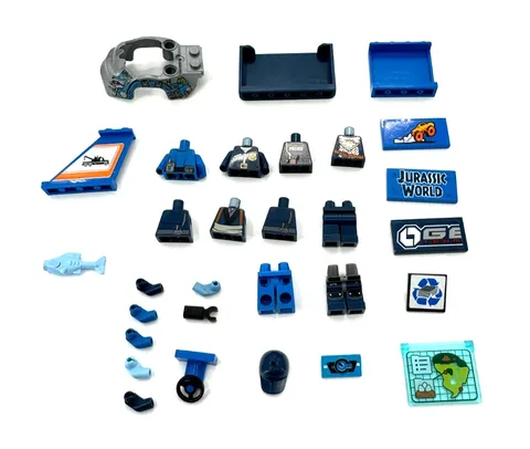 LEGO Blue Replacement Various Parts Pieces Signs Torso Legs Steering Wheel Fish