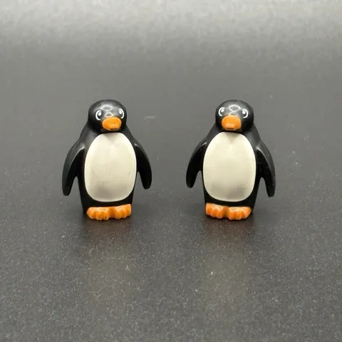 LEGO Black Penguin Lot of 2 w/ Flippers Orange Beak Feet Stud on Back