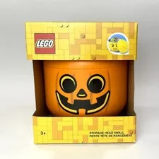 LEGO Pumpkin Head Storage Container Small Kids Halloween JOL Paul NEW