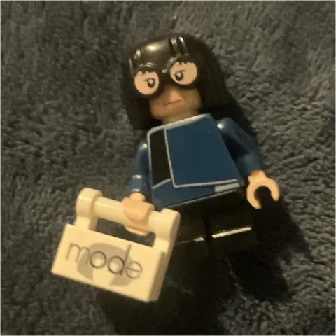 LEGO Minifigure Black Hair Glasses Blue Outfit with Briefcase Accessory
