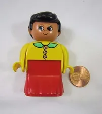 Lego Duplo Woman Mom Lady Girl Western Black Hair Red Skirt 