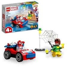 LEGO Marvel Spider-Man's Car and Doc Ock - Kids Pretend Play Set with Red