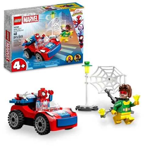 LEGO Marvel Spider-Man's Car and Doc Ock - Kids Pretend Play Set with Red