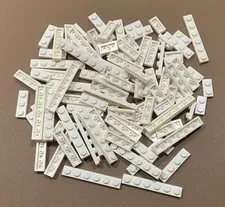 Lego White PLATES 1x'S ONLY 100pc Lot 1x6 1x5 1x4 1x3 1x2 Building Vehicles
