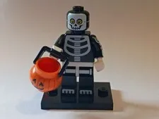 New Lego 14 Skeleton Guy Jack O' Lantern Halloween Costume 71010 (col14-11) (blk
