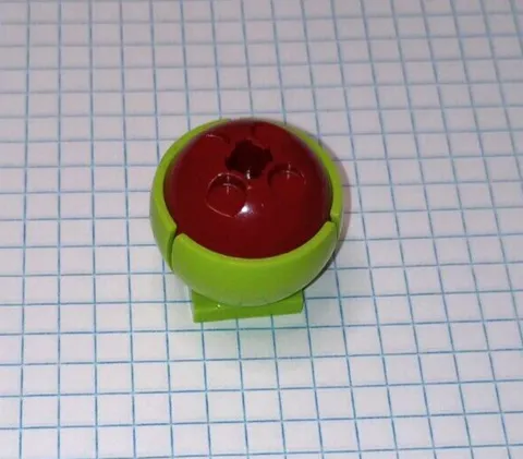 Lego Cylinder Hemisphere 3 by 3 Ball Turret and Socket Base Lime Green Dark Red