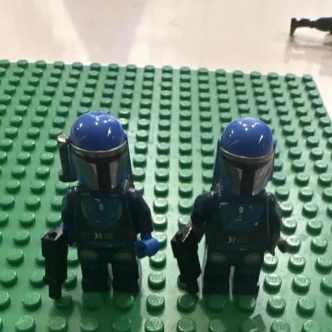 LEGO Minifigure Lot of 2 Blue Armored Figures w/ Helmets, Jetpacks & Blasters