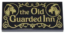 LEGO 1x TILE 2x4 "OLD GUARDED INN" Part 87079pb1486 New from set 10350
