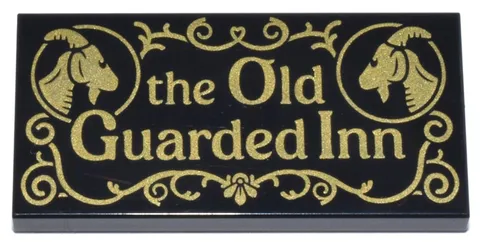 LEGO 1x TILE 2x4 "OLD GUARDED INN" Part 87079pb1486 New from set 10350