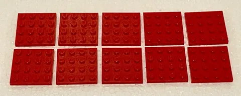 Lego Lot of 10 Authentic Red Plates 4x4 3031 Flat Base Building Parts - New