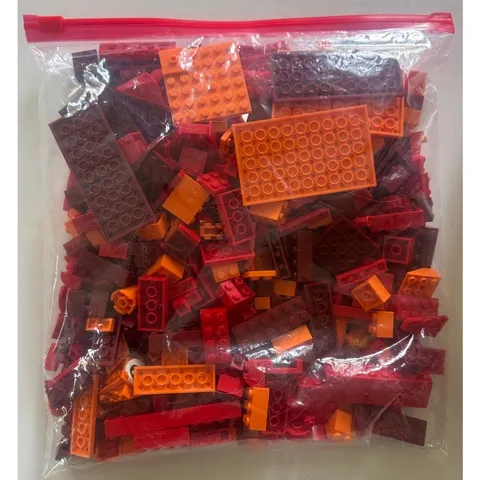 Lot of 1lb Red/Orange Lego Bricks Various Sizes/Shapes/Parts AS IS