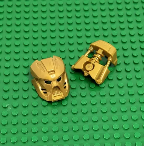LEGO 70787 TAHU Bionicle 19052 & 19087 - Pearl Gold KANOHI Mask of Fire & Armor
