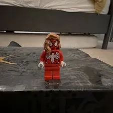 LEGO Spider-Man Red Suit Plastic Minifigure with Long Blonde Hair Piece