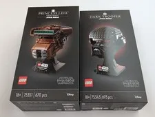 LEGO Star Wars Helmet Set 75343 Dark Trooper & 75351 Princess Leia Boushh New