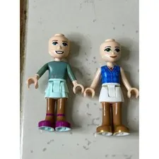 LEGO Friends Mini-Doll Figures Lot of 2 Teal Blue Outfits No Hair 2009 2011