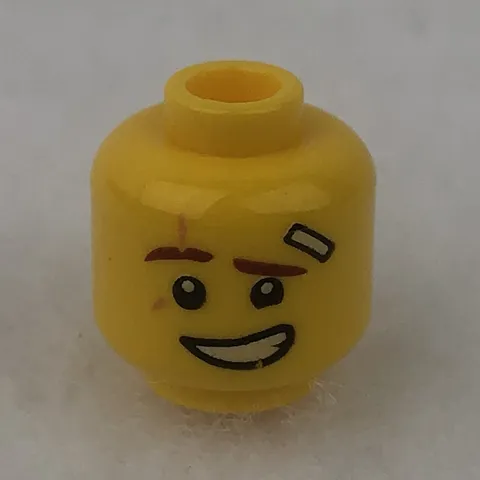 LEGO 3626cpb1889 Yellow Minifigure, Head Dual Sided Reddish Brown Eyebrows, Scar