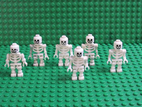 Lot LEGO minifigs White Skeleton Grinning Halloween Castle Pirates Skull bone K8