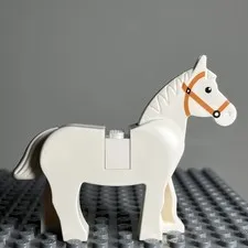 LEGO White Horse Minifigure Dark Orange Bridle Castle Western 4493c01pb04 2P