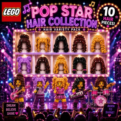 LEGO Pop Star Hair Collection 10 Hair Pieces Rockstar Style Pack