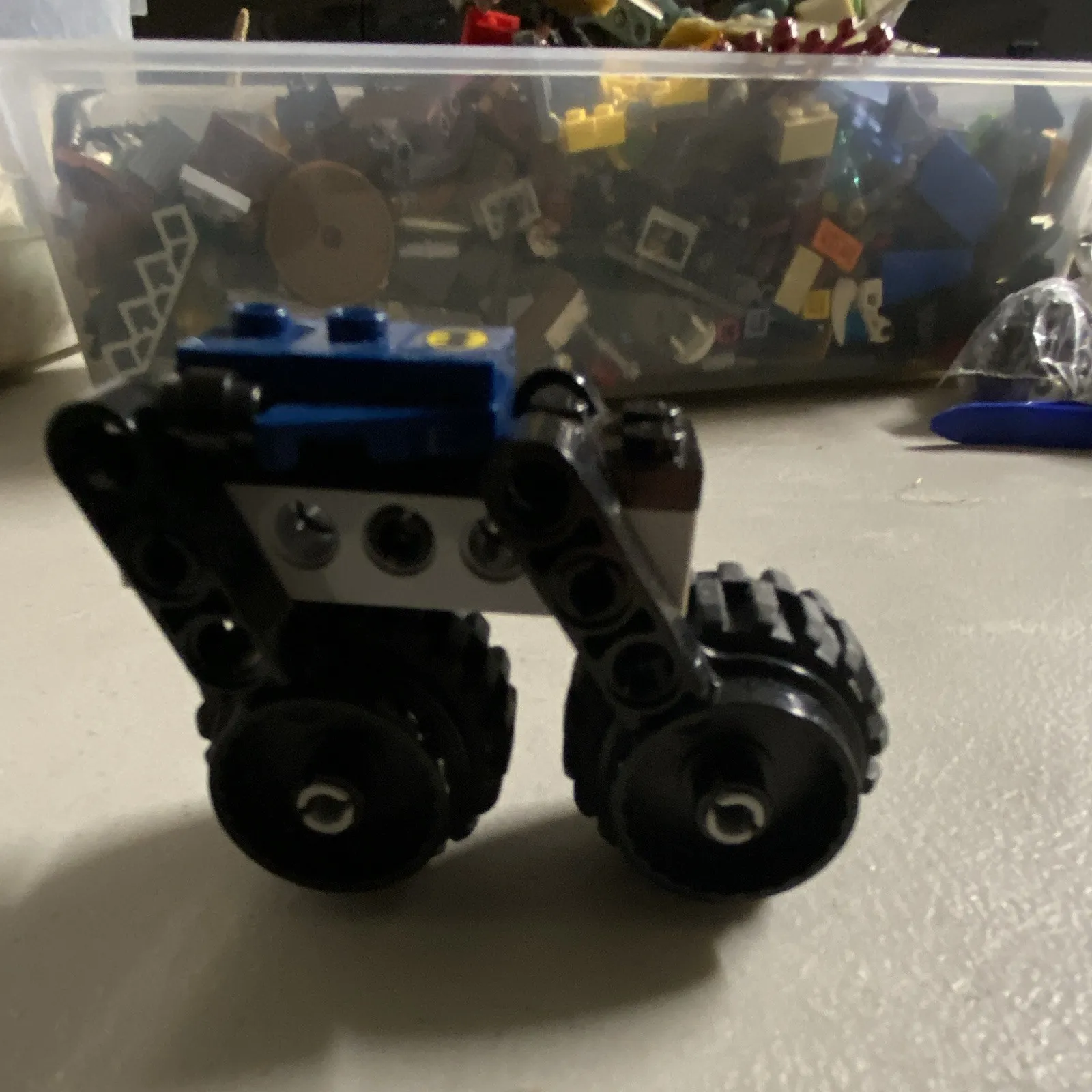 LEGO Custom Build Mini Vehicle/Robot w/ Large Tread Wheels Black Blue Gray