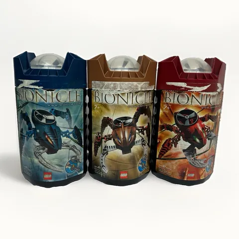 🕷️ LEGO BIONICLE Visorak Complete Lot of 3 (8742, 8743, 8745) Canisters &Manual