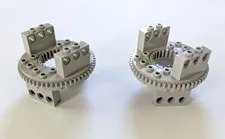 2 LEGO Technic Turntable 56 Tooth Extended Arms with Top (2856 / 2855) - Gray
