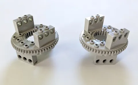 2 LEGO Technic Turntable 56 Tooth Extended Arms with Top (2856 / 2855) - Gray